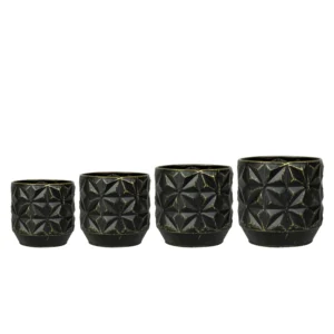 Pot Linske D21 H19 zwart - set van 4 | luxe plantenpot | Online Woondecoratie NL
