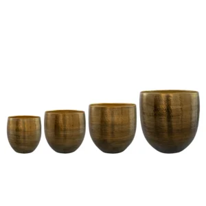 Pot Fabio D42 H42 goud/bruin - Set van 4 | Aluminium | Online Woondecoratie NL