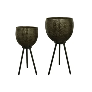 Pot op voet Charlie D32 H71 donkergrijs - Set van 2 | Aluminium | Online Woondecoratie NL