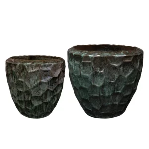 Pot Cascara D54 H49 holly green - Set van 2 | Keramiek bloempotten | Online Woondecoratie NL