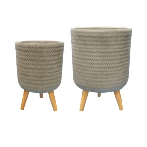 Pot op voet Fenne D31 H42 mint - Set van 2 | set bloempotten op voet | Online Woondecoratie NL