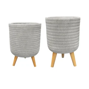 Pot op voet Fenne D31 H42 grijs - Set van 2 | set bloempotten op voet | Online Woondecoratie NL