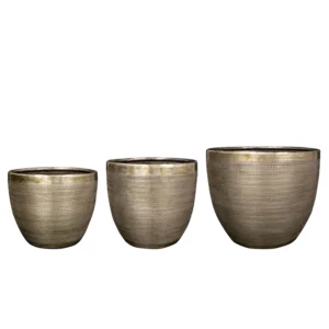 Pot Rowen D21 H16 groen - Set van 3 | Aluminium | Online Woondecoratie NL