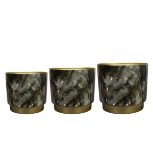 Pot Celia D23 H21 shadow gold - Set van 3 | Aluminium | Online Woondecoratie NL