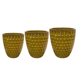 Pot Chase D37 H42 geel - Set van 3 | Bloempot set keramiek | Online Woondecoratie NL