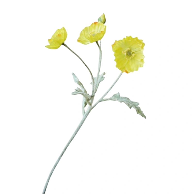 Zijdebloem Klaproos 57cm geel | Online Woondecoratie NL